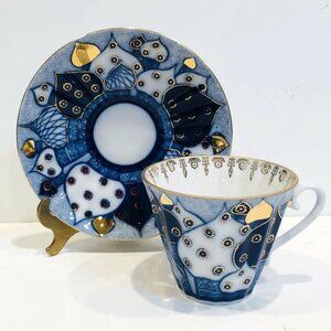 Lomonosov "Russian Domes" Porcelain Teacup and Saucer, 22-Karat Gold Highlights